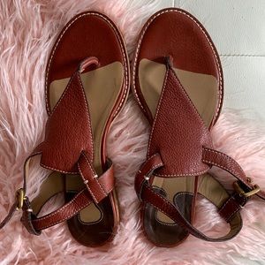 CHLOE Tobacco Pebbled Leather Thong Sandal - AS IS